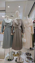 Satin Boat Neckline Wrap Tie Tops With Skirt Sets